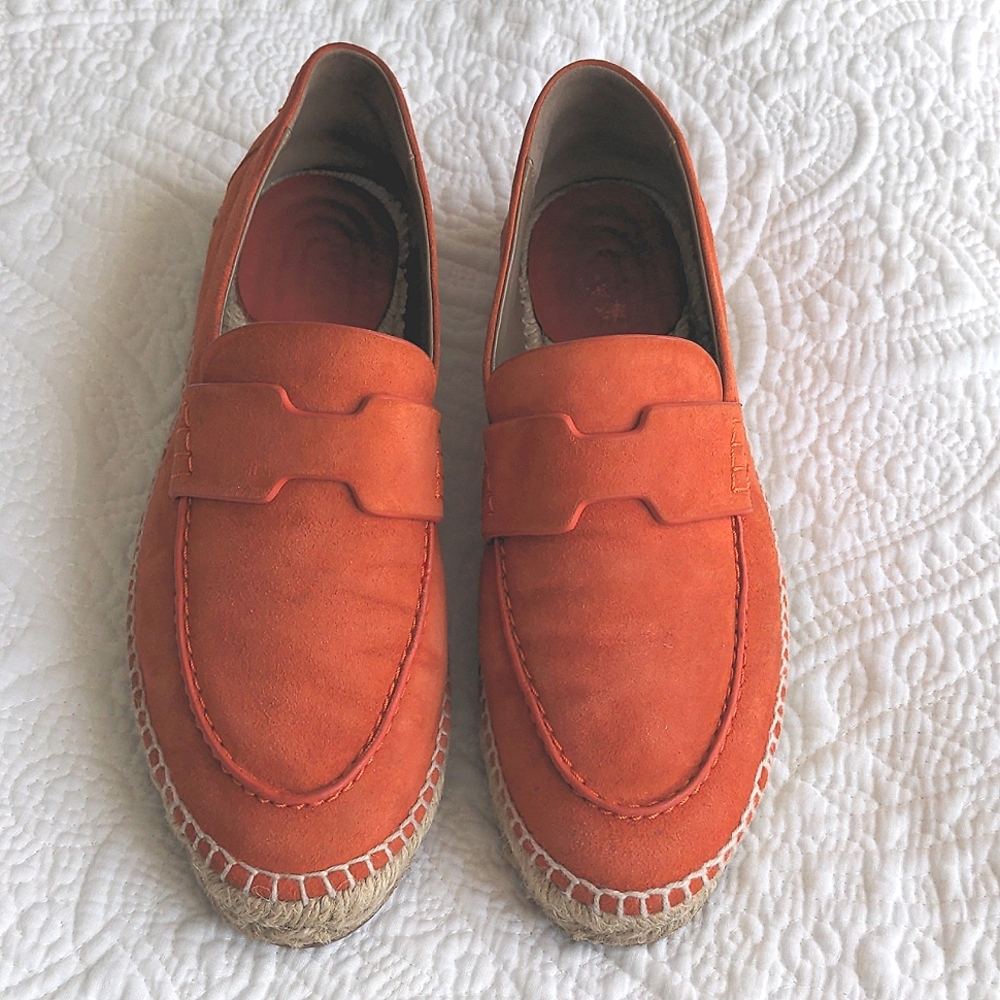 Hermes Trip Espadrilles Women Orange Suede